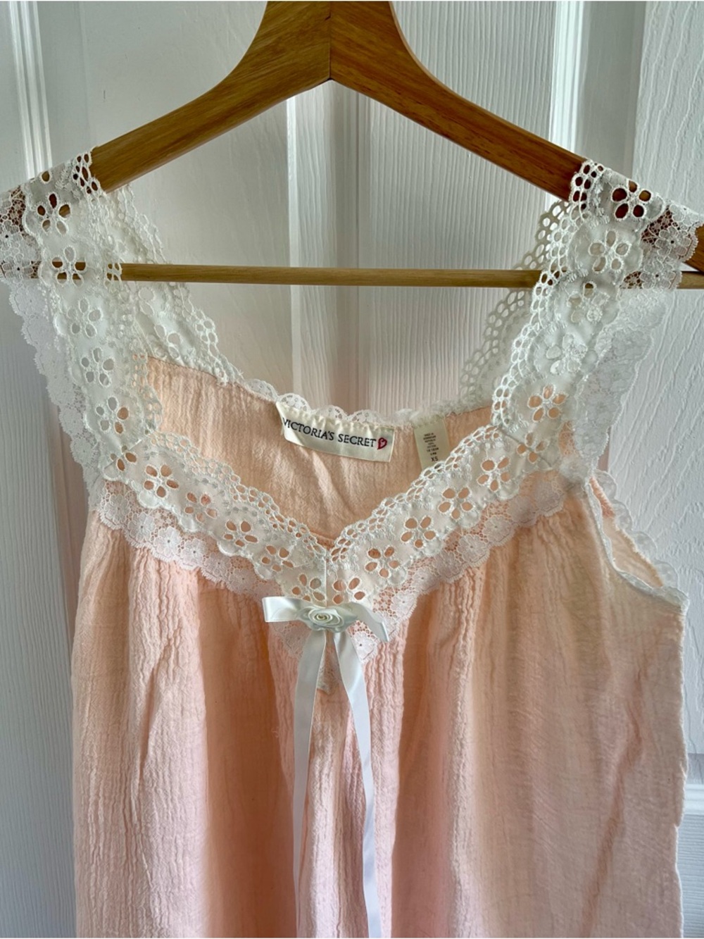 Vintage Victoria's Secret Blush Pink Lace-Trim Chemise